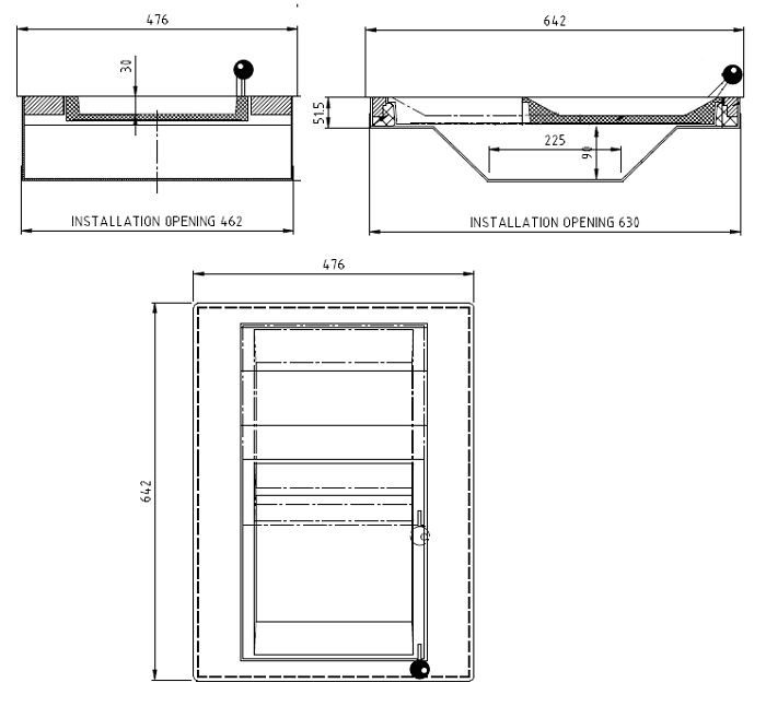 Afmetingen diepe schuiflade SITEC P7025