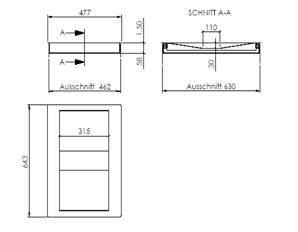 Afmetingen doorgeefkom P7045