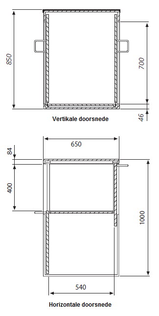 Koffersluis model 100 afmetingen